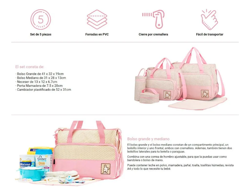 Cambiador plegable acolchado incluido Cambiador plegable acolchado incluido en el bolso maternal 5 en 1