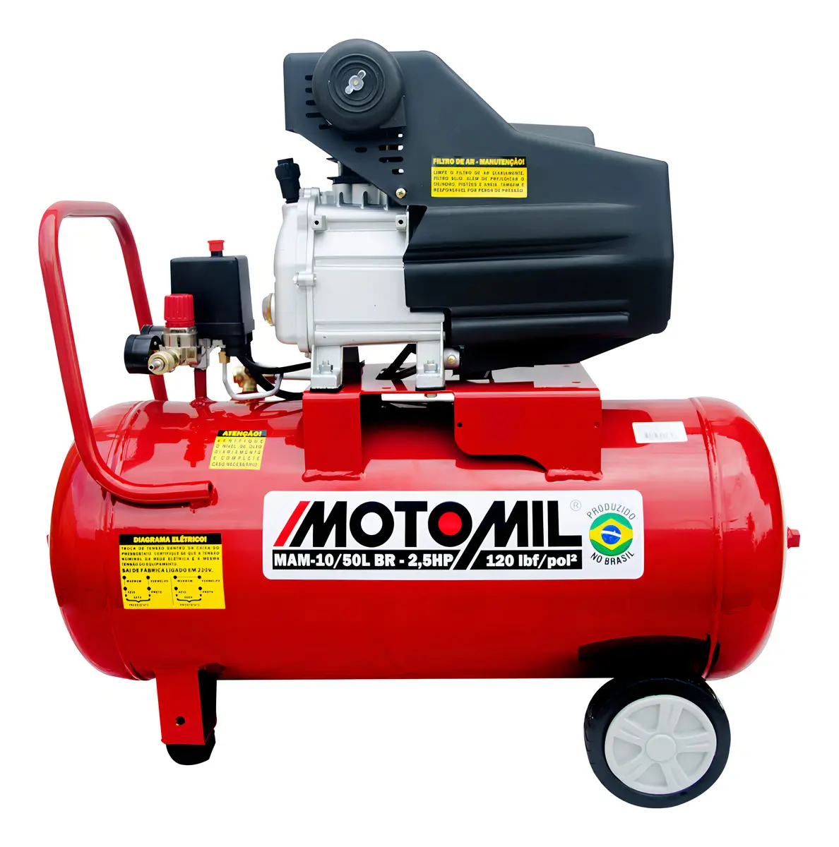 Compressor Elétrico Portátil Motomil MAM-10/50LBR 50L 2.5hp Monofásico 127v/220v