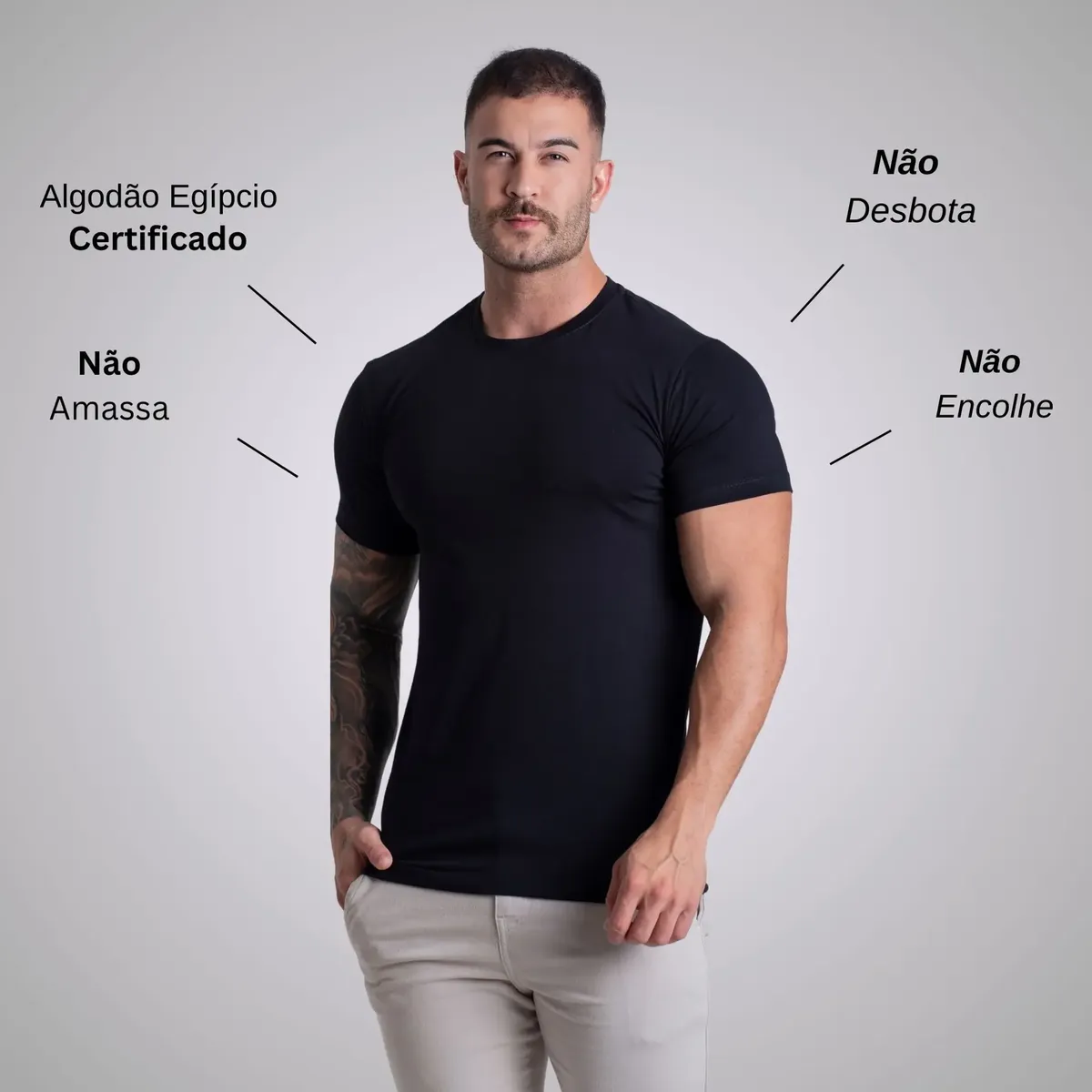 Kit 3 Camiseta Algodão Egípcio Original C/ Elastano Básica ideal para Motoristas - foto 5