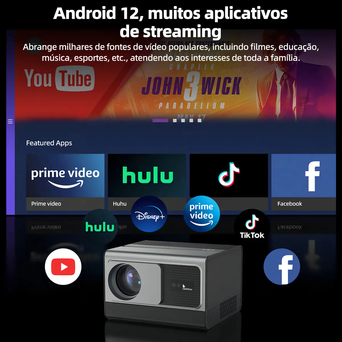 Projetor Mini Bettdow Ac1073 22000lm 1080p Cor Preto Prateado 127/220v