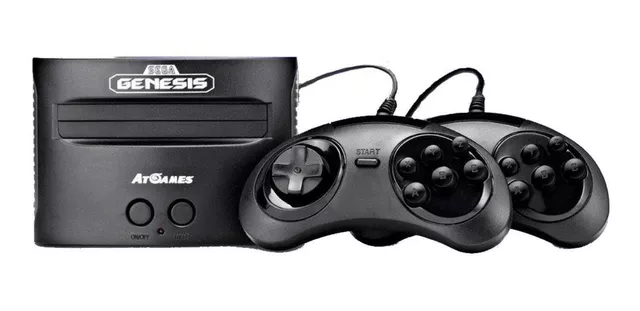 Consola  SEGA Mega Drive Mini, 42 juegos, 2 mandos, Negro