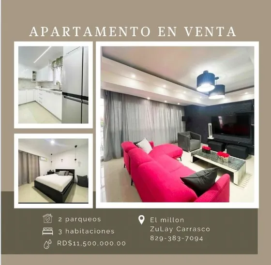 Apartamento En Venta  El Millón Rd$11,500,000