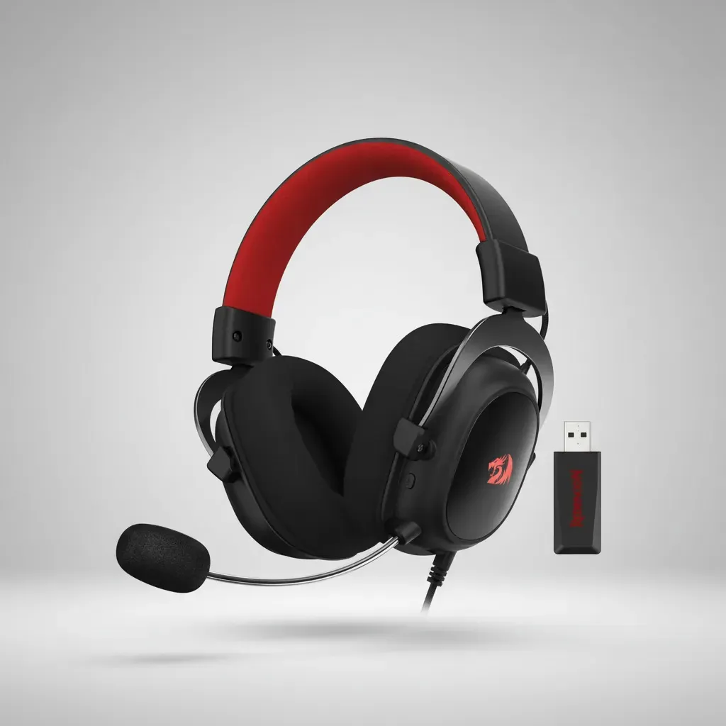 Auriculares gamer inalámbricos Redragon ZEUS PRO H510-PRO negro con luz LED