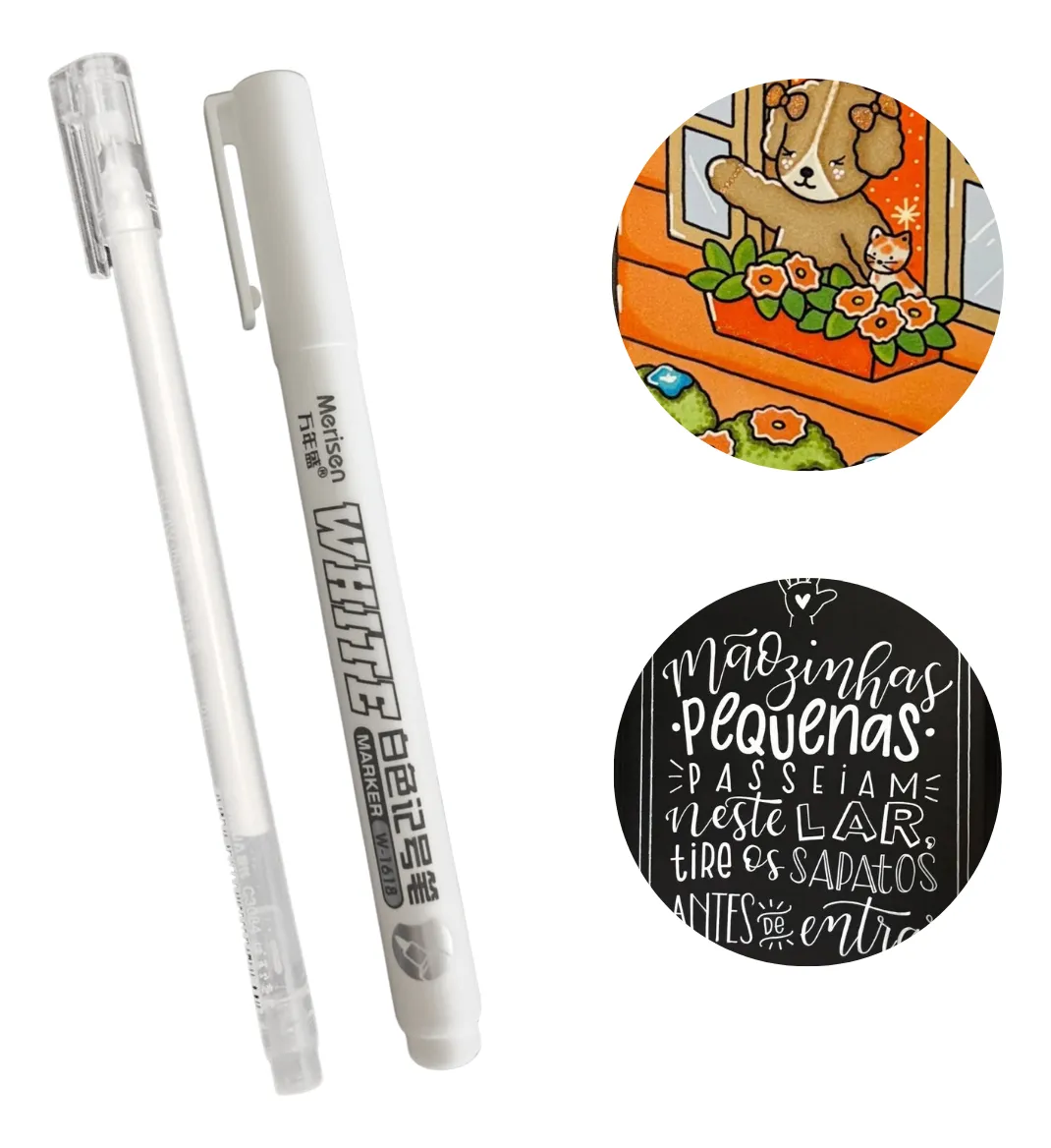 Kit 2 Caneta Gel Branca Profissional Fine Touch 0,6m Detalhe Branco