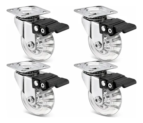 Kit 4 Rodízio Reforçado 50mm Para Móveis Pesados 200kg