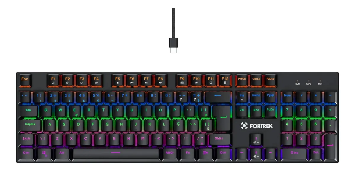 Teclado Mecânico Gamer Fortrek Gravity 100 Fullsized Preto Português Brasil