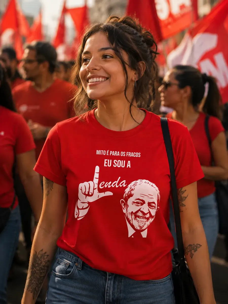 Camiseta feminina temática de Lula