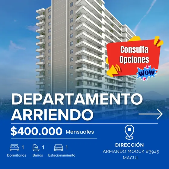 Departamento 1d1b En Arriendo En Armando Moock #3945, Macul