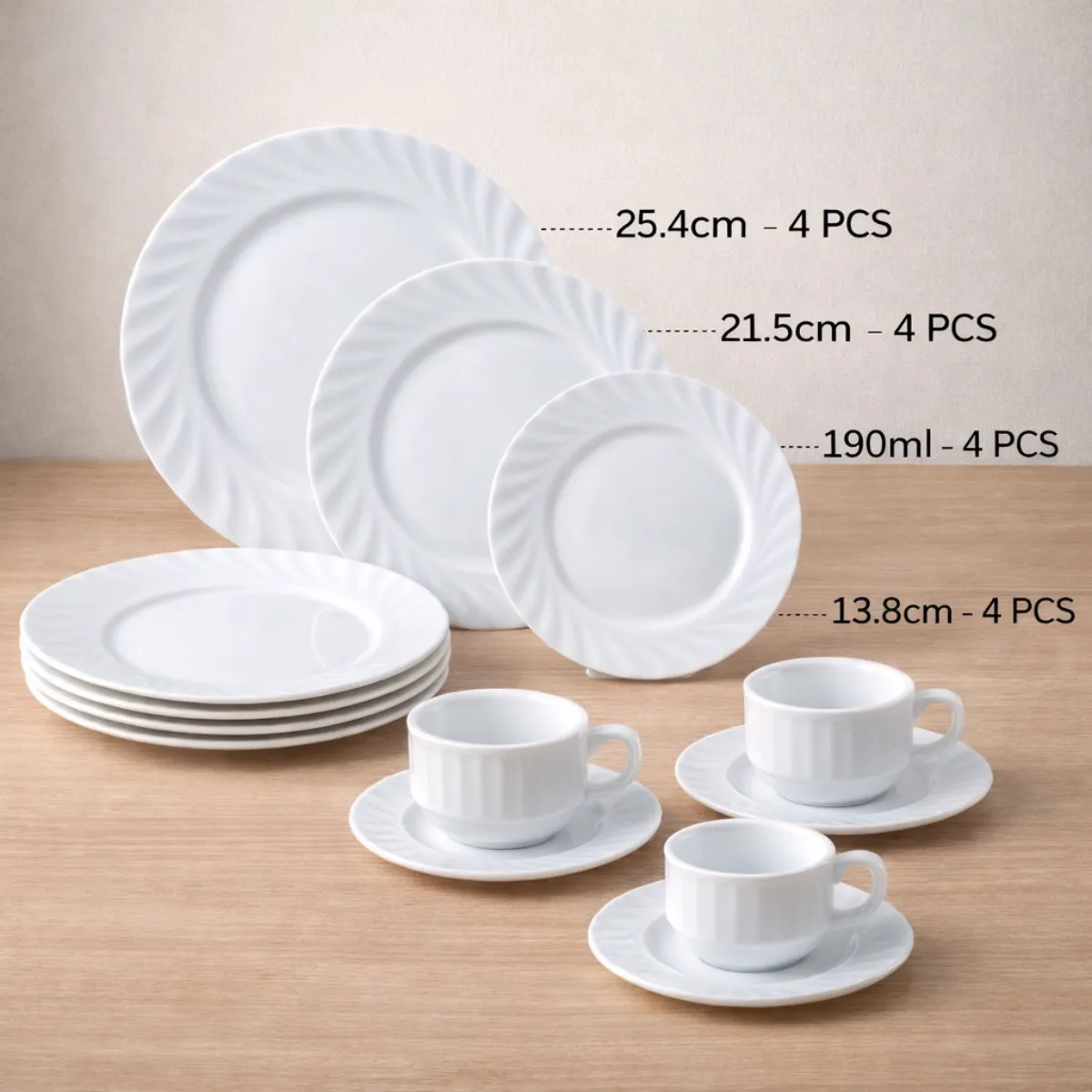 Conjunto Jantar Porcelana Branco Grego 16 Peças
