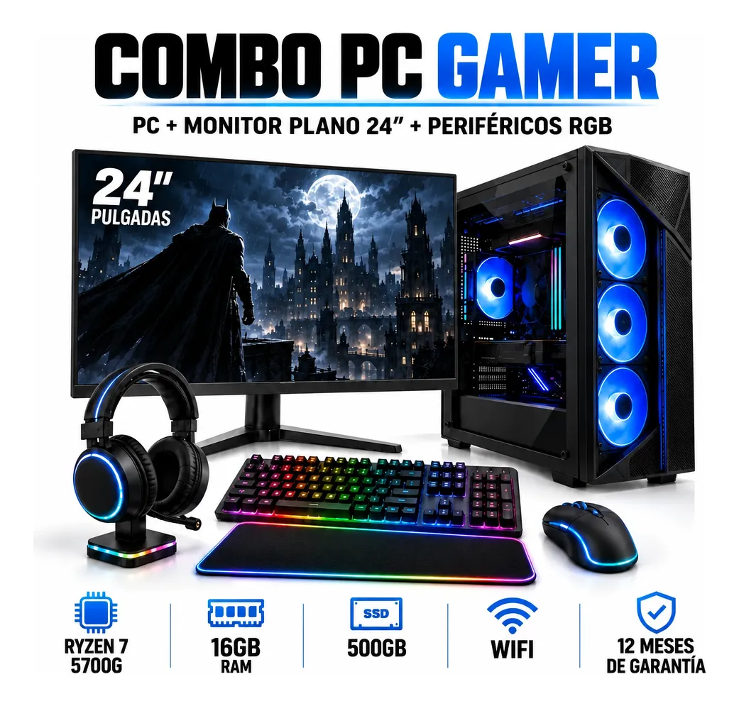 Pc Gamer Amd Ryzen 7 5700g 16gb Ssd 480gb Monitor 24