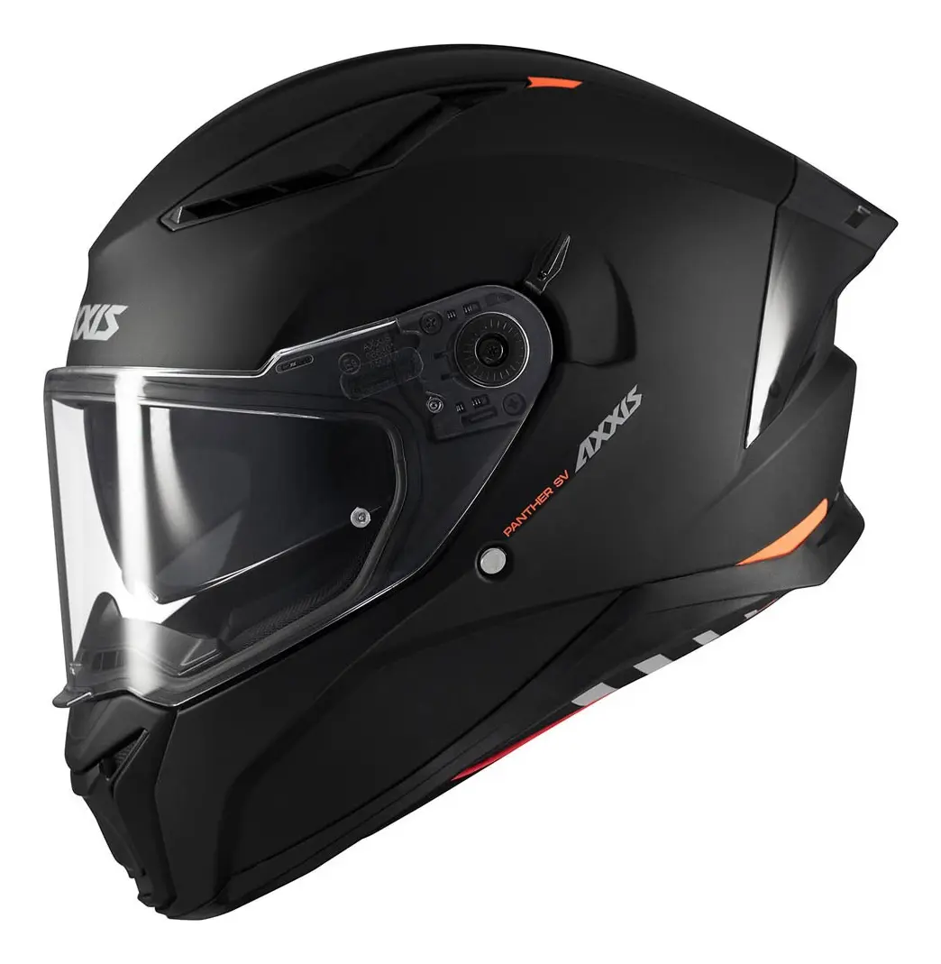 Capacete de motocicleta Axxis Panther Solid A1, preto fosco, com viseira dupla, tamanho M