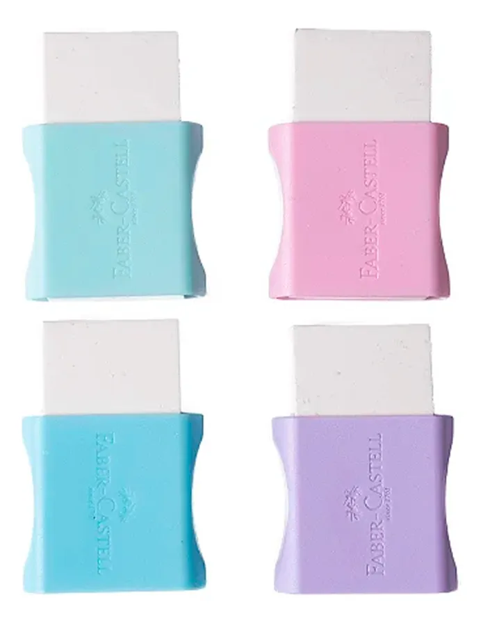 Kit 04 Borracha Escolar Faber-castell Max Tons Pastel