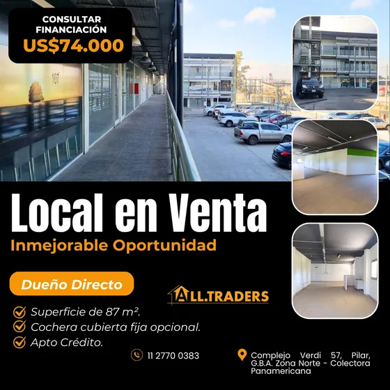 Local / Oficina En Complejo Verdi57, Pilar, Sobre Colectora Panamericana Con Excelente Renta