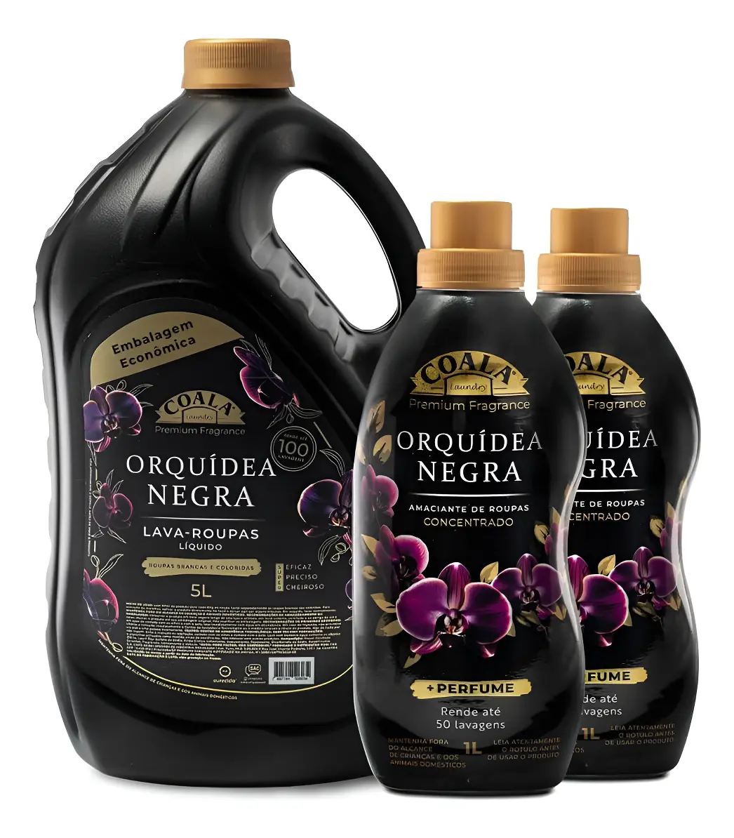 Kit Lava Roupas Coala 5L + 2 Amaciantes - Orquídea Negra