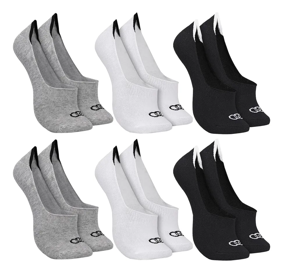Kit Com 6 Pares De Meias Algodão Invisível Casual Olympikus