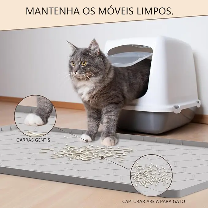 88*62cm Borda Alta Fácil Limpar Tapete Silicone Gatos/pet