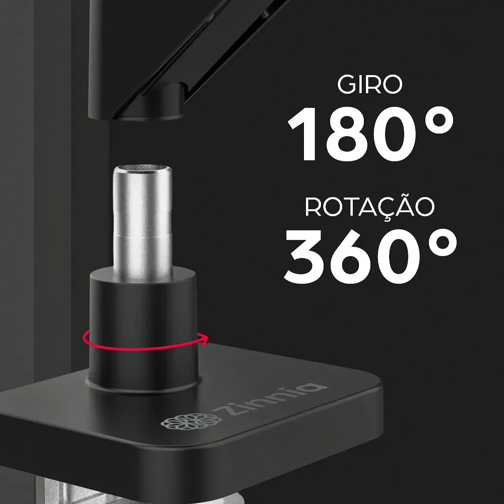 Suporte Articulado Para Monitor 13 A 32 Pistão A Gás Ajustável Zinnia Nimbo 110 Preto