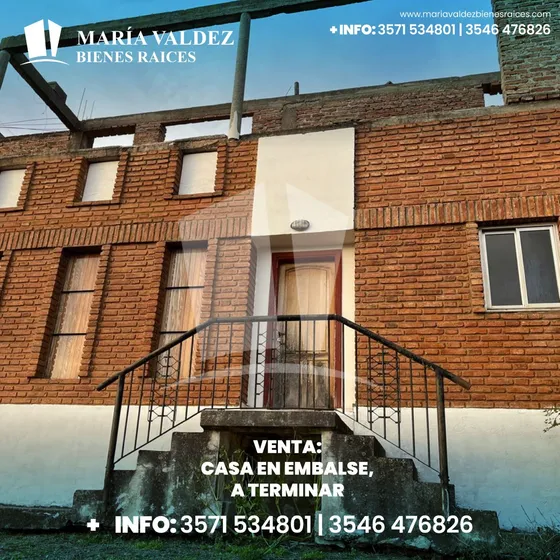 Se Vende Casa En Embalse Con Planta Alta A Terminar, Hermosa Vista Al Lago!