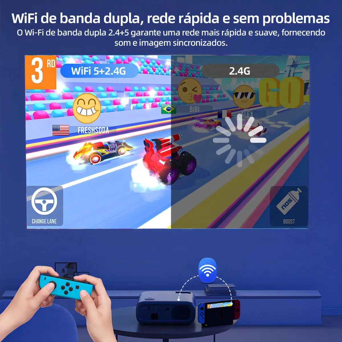 Projetor Bettdow Ac1053 Android 4k Uhd Wifi 22000lm 1080p Cinza 127/220v