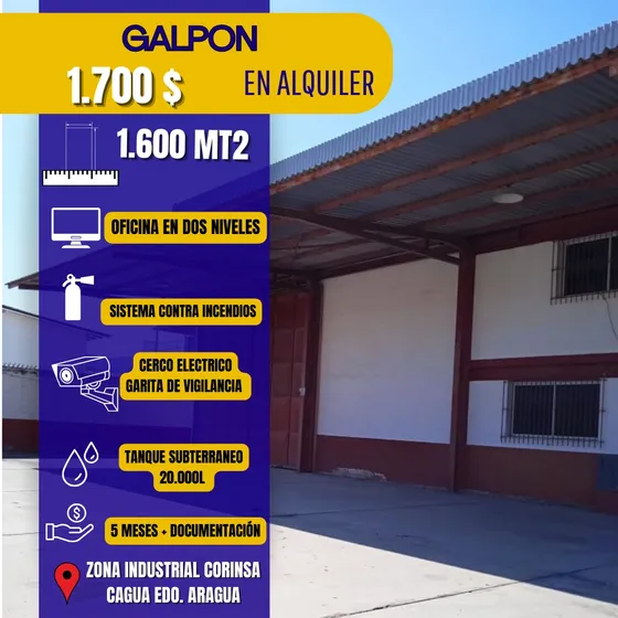 Se Alquila Galpon Zona Industrial Corinsa Cagua 
