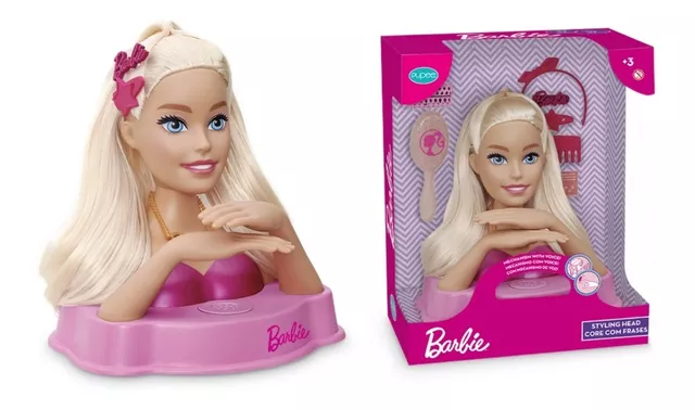 Boneca Nancy Hair Loira Pentear Maquiagem Salão Menina Barbi - Rosa