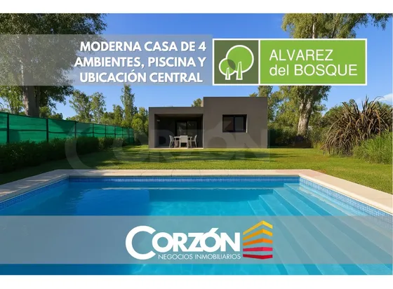 Venta De Moderna Casa Central De 4 Ambientes Con Piscina En Barrio Privado Alvarez Del Bosque 
