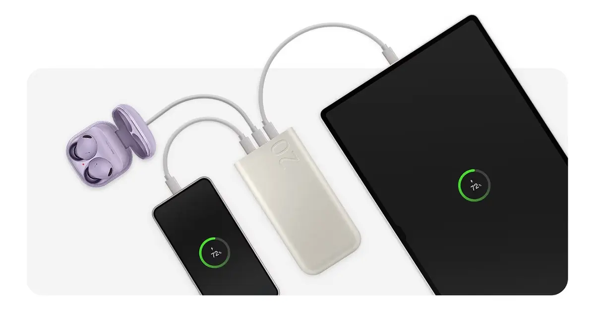 Cargador Power Bank Portátil Samsung | Potencia 45w | 20.000 Mah | Color Beige | Carga Súper Rápida 2.0