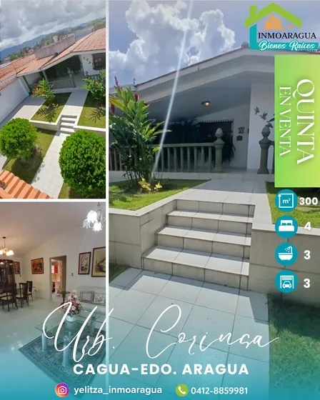 Hermosa Quinta En Venta/ Corinsa, Cagua/ Yp1390