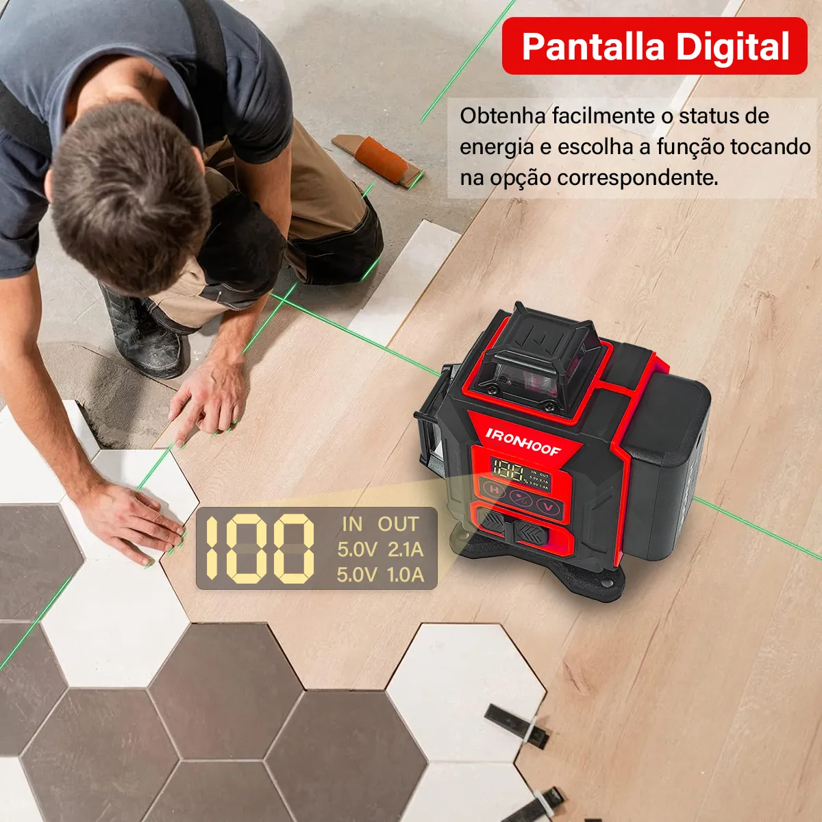 Nível a Laser Verde de 16 Linhas com 2 Baterias Recarregáveis — foto 8