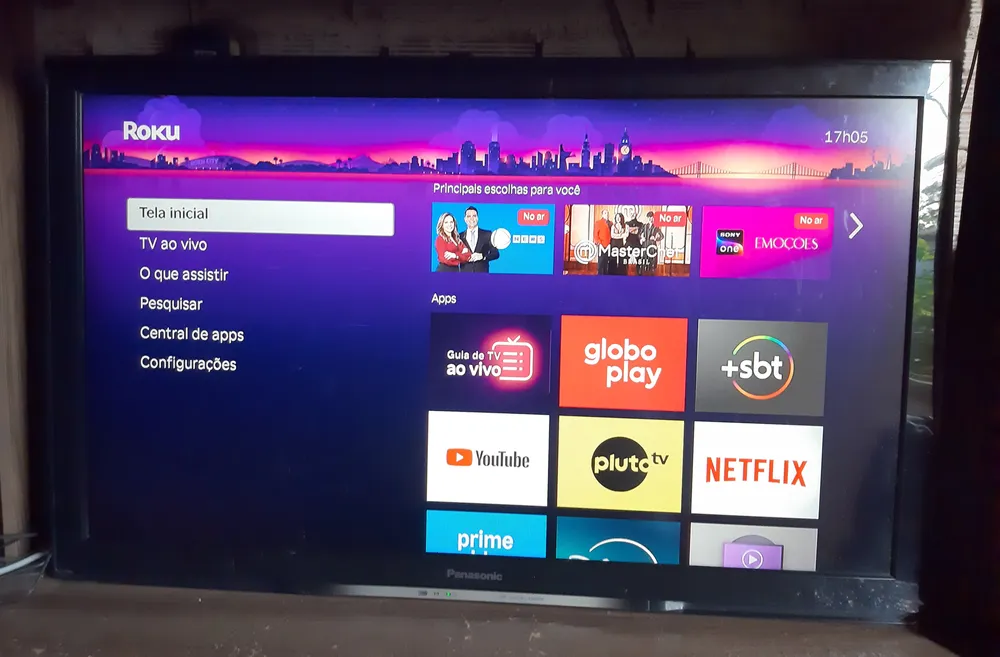 Interface do Roku com apps