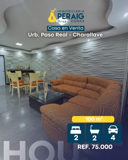 Se Vende Casa 100m2 2h/ 2b/4p Urb. Paso Real - Charallave 3724