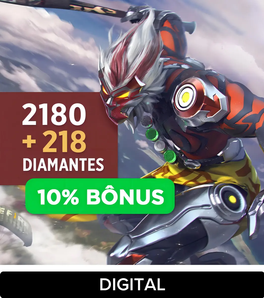 Free Fire - 2.180 Diamantes + 10% De Bonus Gift Card (Digital)