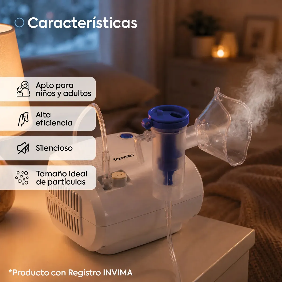 Nebulizador Pediatrico Adulto Piston Compresor Silencioso Mascarillas Niños Femmto