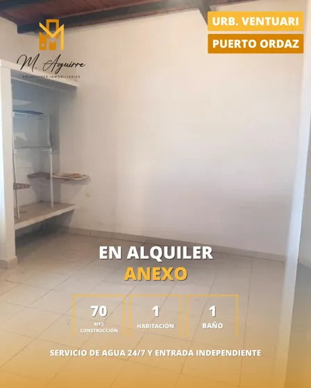 Anexo En Alquiler, Urb. Ventuari, Puerto Ordaz