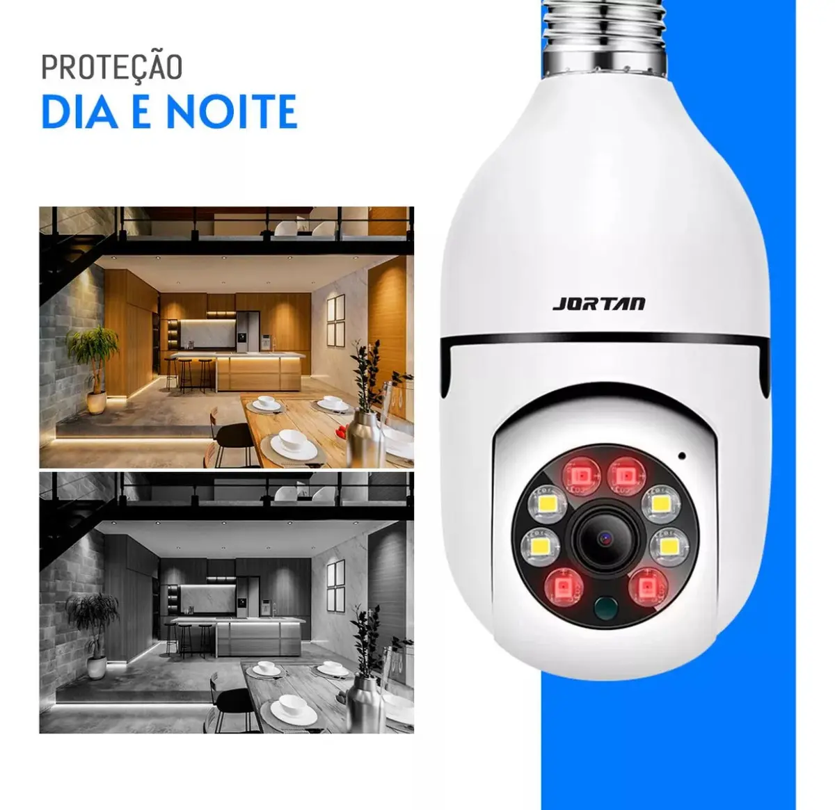 Câmera Lâmpada Segurança Inteligente Visão Noturna Hd Wifi Cor Branco — foto 5