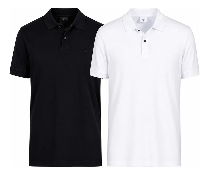 Kit Aramis 2 Polos Pima Preto E Branco