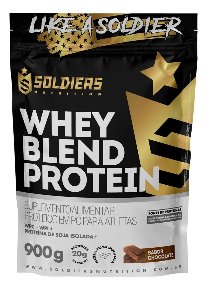 Whey Blend Protein Concentrado e Isolado 900g Sabor Chocolate Soldiers Nutrition