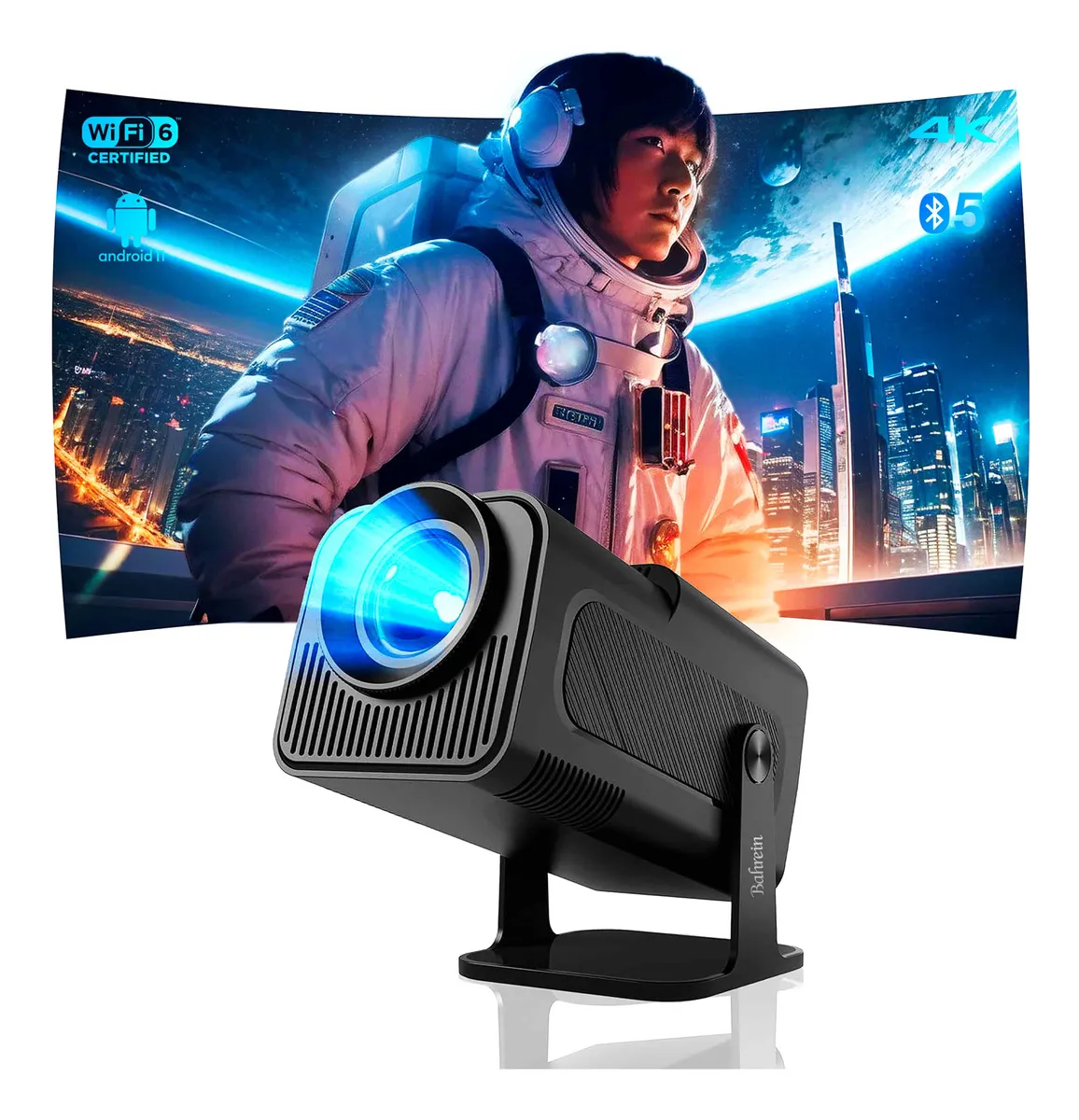 Projetor Hy320 Smart Tv Mini Wifi6 390ansi Android Cor Preto Bahrein