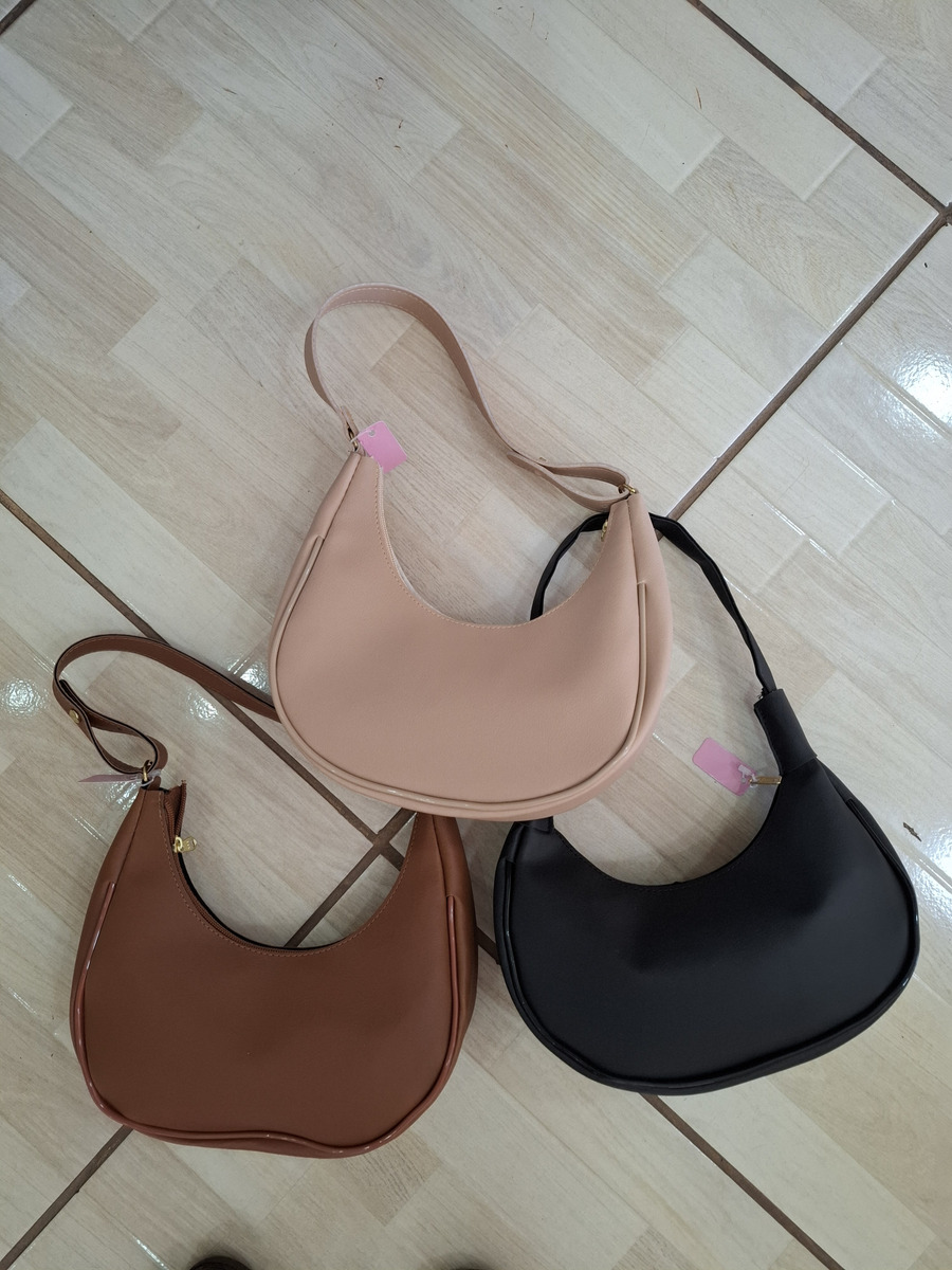 Kit 3 Bolsas Feminina Tote Pequena Meia Lua Baguete Elegante