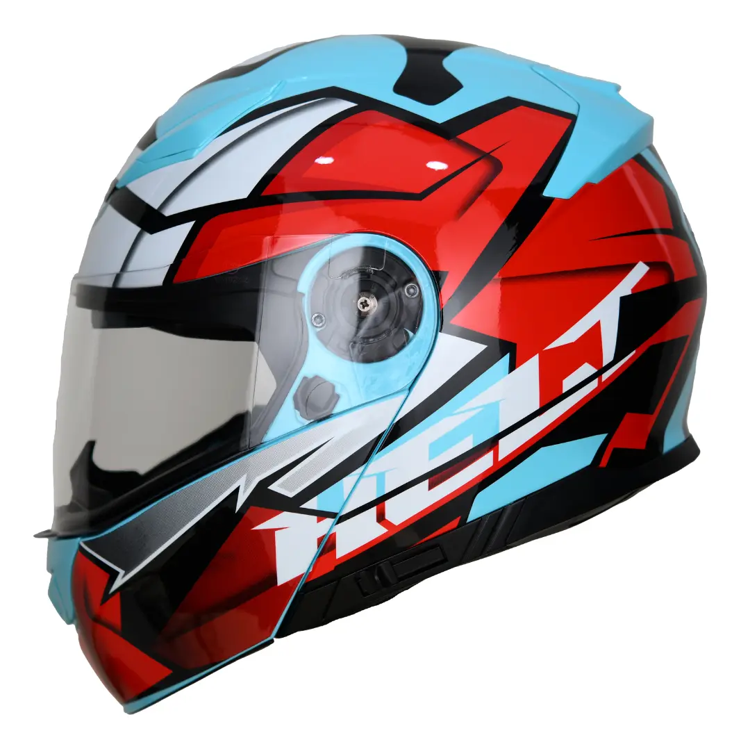 Capacete Helt Hippo Glass Hot Vermelho Azul Escamoteavel