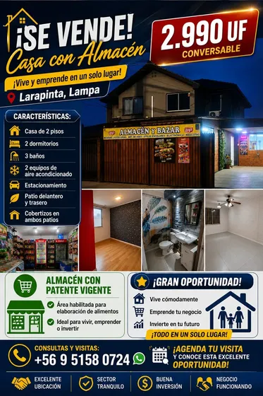 Casa Con Almacén Y Local De Comida Rápida En Lampa