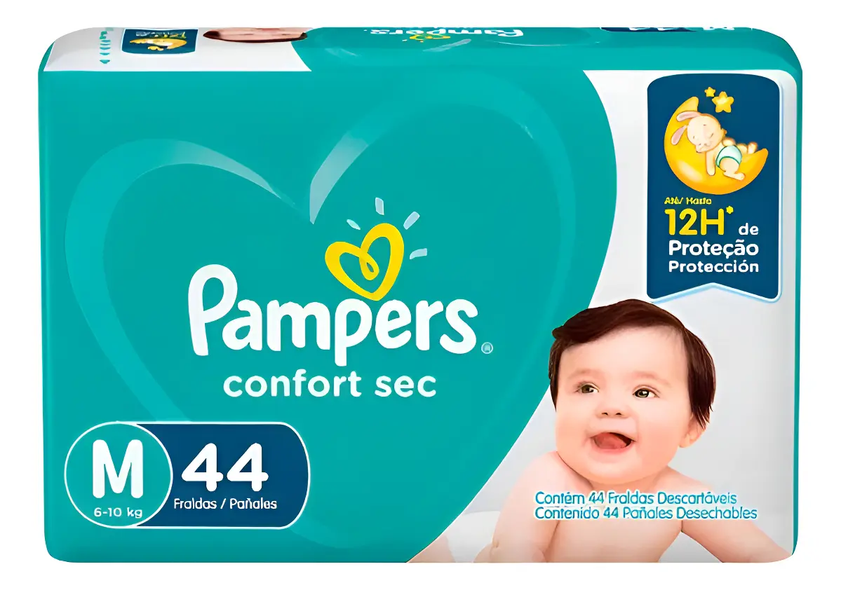 Fralda Descartável Confort Sec M Com 44 Unidades - Pampers