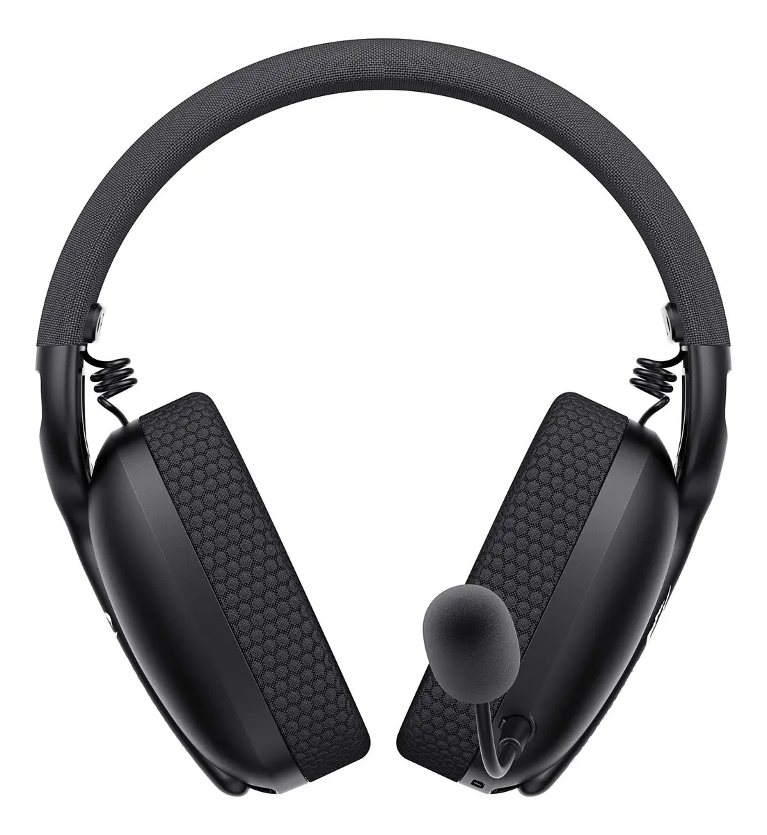 Vista frontal do headset gamer Havit Fuxi H6 mostrando o arco ajustável e almofadas