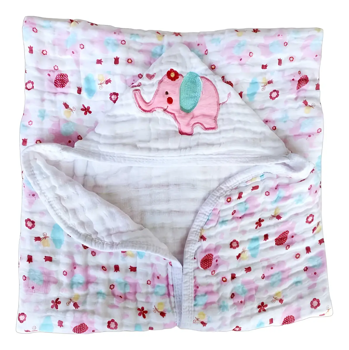 Toalha De Banho Bebe Com Capuz 3 Camadas De Fralda