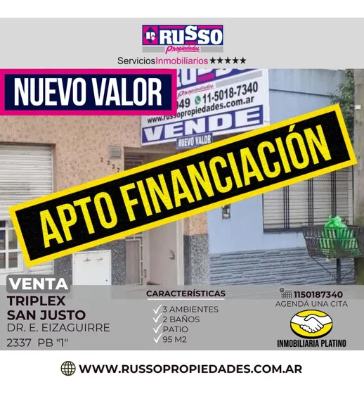 Venta Departamento 3 Ambientes San Justo
