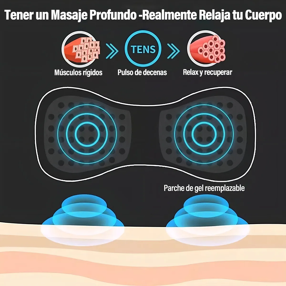 Mini Masajeador Eléctrico Estimulador Muscular Portátil Usb Color Azul