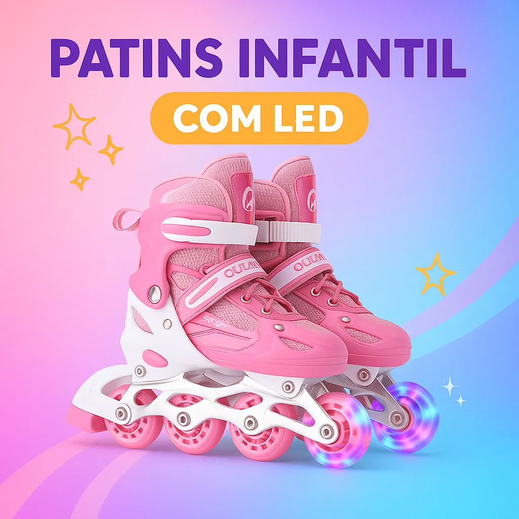 Patins Infantil Led Rosa Menina 31 Ao 38 Ajustavel 35 Ao 38