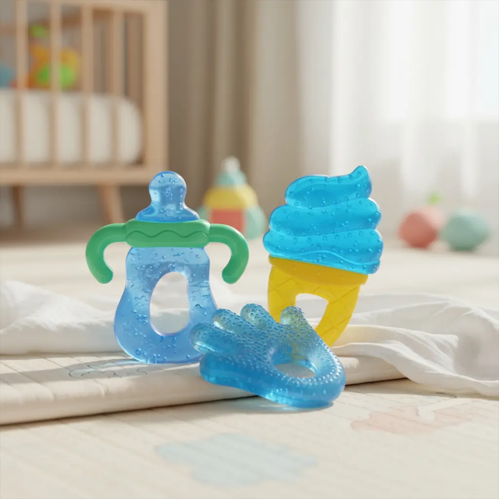Kit 3 Mordedores Buba Macio Com Água Alívio Dentição Azul 4m