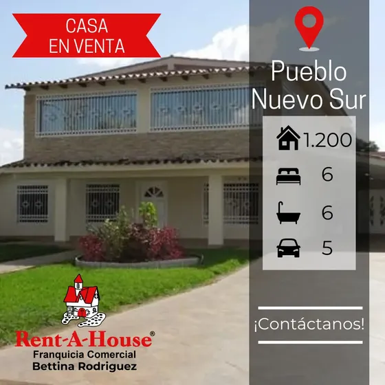 En Venta Hermosa Casa De Dos Pisos Con Jardín En Pueblo Nuevo Sur Mls #22-12043 Cv