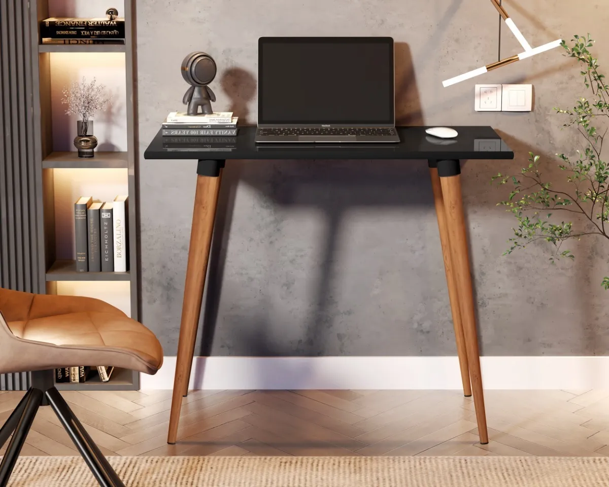 Mesa Escritório Computador Escrivaninha Branca Preta Pequena